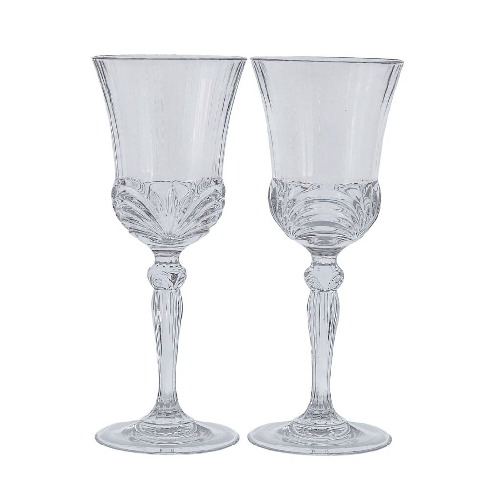 2 Royal Crystal Rock Aurea Water Glasses 8" Italy romantic elegance grecian drap